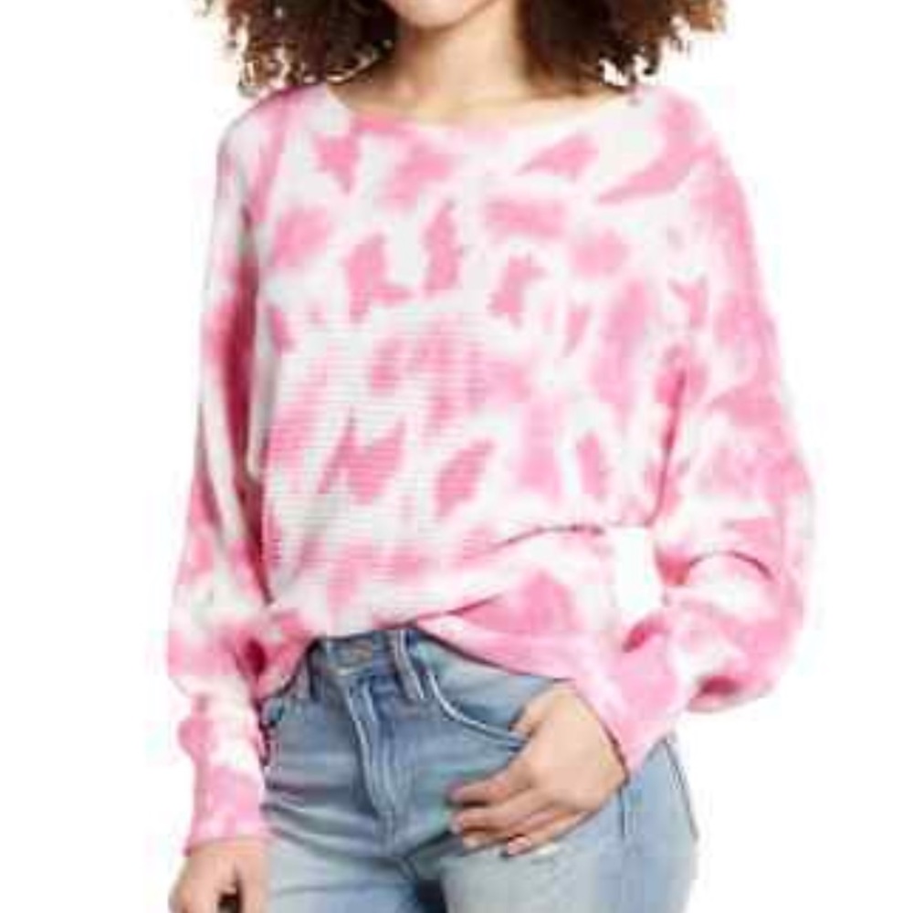 BP Pink and White Tie Dye Sweater